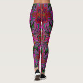 Cool Trippy Magenta, Red en Green Wavy Pattern Leggings (Achterkant)