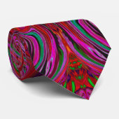Cool Trippy Magenta, Red en Green Wavy Pattern Stropdas (Opgerold)