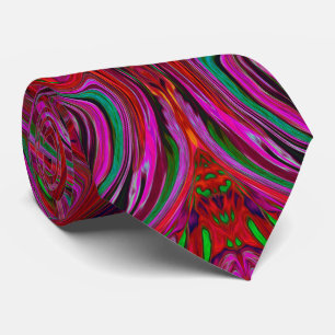 Cool Trippy Magenta, Red en Green Wavy Pattern Stropdas