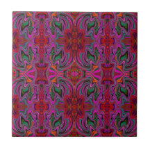 Cool Trippy Magenta, Red en Green Wavy Pattern