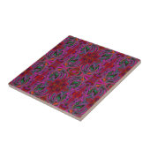 Cool Trippy Magenta, Red en Green Wavy Pattern Tegeltje (Zijkant)