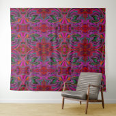 Cool Trippy Magenta, Red en Green Wavy Pattern Wandkleed (In Situ (horizontaal))