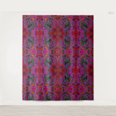 Cool Trippy Magenta, Red en Green Wavy Pattern Wandkleed (Voorkant)