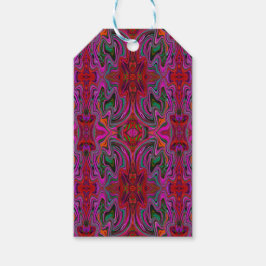 Cool Trippy Magenta, Rood en Groen Golfpatroon Cadeaulabel