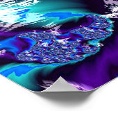 Cool Trippy Paars Blue Spiky Pinwheels Fractals Poster (Hoek)