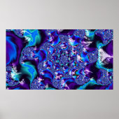 Cool Trippy Paars Blue Spiky Pinwheels Fractals Poster (Voorkant)