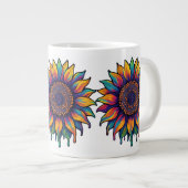 Cool Trippy Zonnebloem Grote Koffiekop (Voorkant rechts)