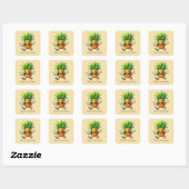 Cool Tropical ananas voeg tekst toe Zomer Vierkante Sticker (Vel)