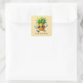 Cool Tropical ananas voeg tekst toe Zomer Vierkante Sticker (Tas)