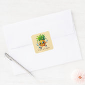 Cool Tropical ananas voeg tekst toe Zomer Vierkante Sticker (Envelop)
