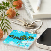 Cool Tropical Palm Trees Blue Sky Sleutelhanger (Voorkant Rechts)