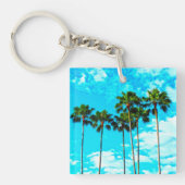 Cool Tropical Palm Trees Blue Sky Sleutelhanger (voorkant)