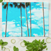 Cool Tropical Palm Trees Blue Sky Theedoek (Gevouwen)
