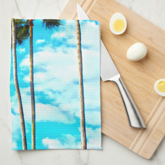 Cool Tropical Palm Trees Blue Sky Theedoek (Quarter Fold)