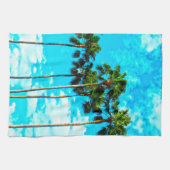 Cool Tropical Palm Trees Blue Sky Theedoek (Horizontaal)