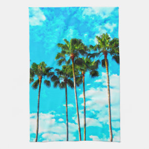 Cool Tropical Palm Trees Blue Sky Theedoek