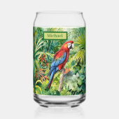 Cool Tropical Parrot liefhebbers voeg naam toe Blikvorm Glas (Voorkant)