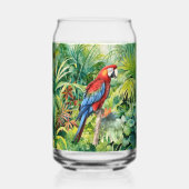 Cool Tropical Parrot liefhebbers voeg naam toe Blikvorm Glas (Achterkant)