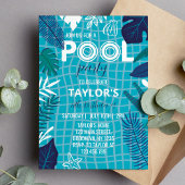 Cool Tropical Pool Jongen Verjaardag Uitnodiging
