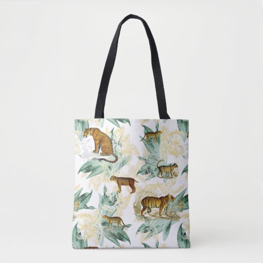 Cool Tropical Safari Wild Cats Tiger Leopard Tote Bag (Voorkant)