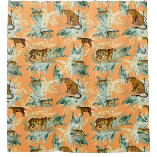 Cool Tropical Safari Wild Cats Tiger Oranje Douchegordijn (Voorkant)