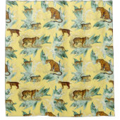 Cool Tropical Safari Wild Cats Tiger Yellow Douchegordijn (Voorkant)
