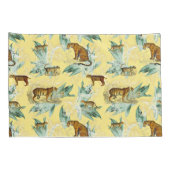 Cool Tropical Safari Wild Cats Tiger Yellow Kussensloop (Achterkant-Rechts)