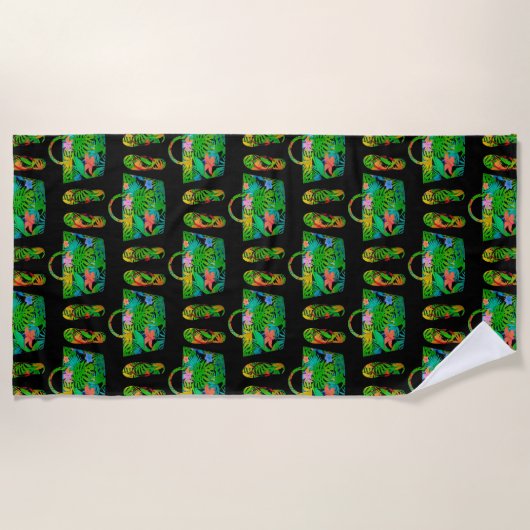 Cool Tropical Summer Accessoire Pattern Black Strandlaken (Voorkant)