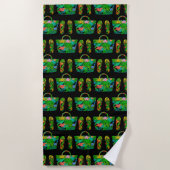 Cool Tropical Summer Accessoire Pattern Black Strandlaken (Voorkant)