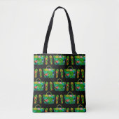 Cool Tropical Summer Accessories Pattern Black Tote Bag (Voorkant)