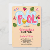Cool Tropical Summer Pool Party Quinceañera Kaart (Voorkant)