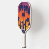 Cool Tropical Sunset Palm Trees Custom Text Name Pickleball Paddle (Links)