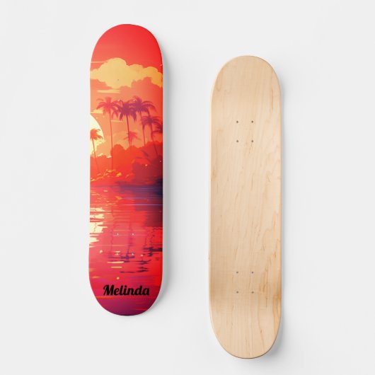 Cool Tropical Sunset Skateboard (Voorkant)