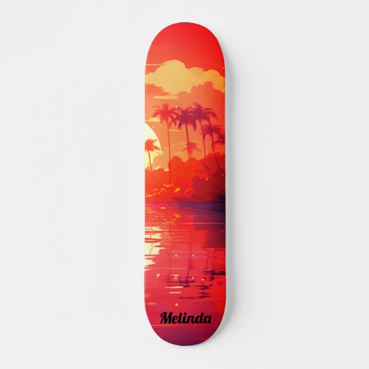 Cool Tropical Sunset Skateboard (Voorkant)