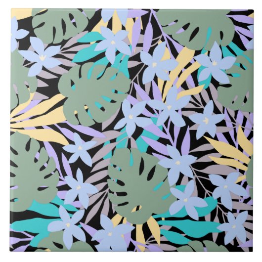 Cool Tropical Theme Pattern Floral Botanical Tegeltje (Voorkant)