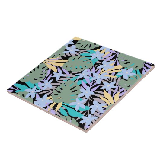 Cool Tropical Theme Pattern Floral Botanical Tegeltje (Zijkant)