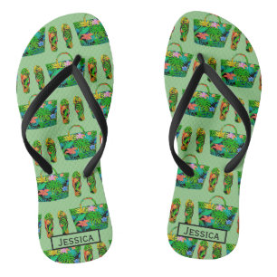 Cool Tropisch Accessoirepatroon Groen Gepersonalis Teenslippers