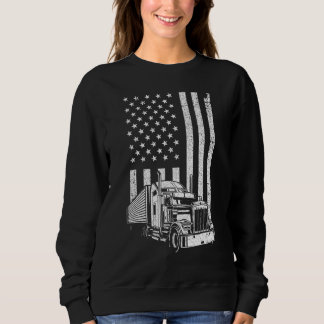 Cool Trucker For Men Dad Semi Truck Driver US Flag Trui