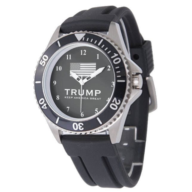 Cool Trump horloge met Amerikaanse vlag Keep Ameri (Gekanteld)