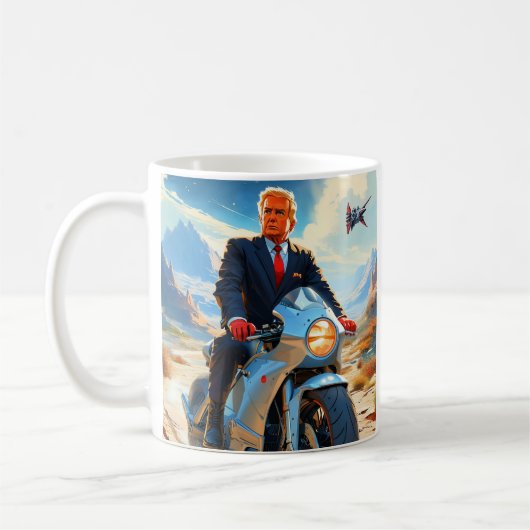 Cool Trump Motorcycle Alien Planet Ruimteschip MAG Koffiemok (Links)