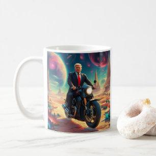 Cool Trump rijdende Motorfiets op Alien Planet MAG Koffiemok