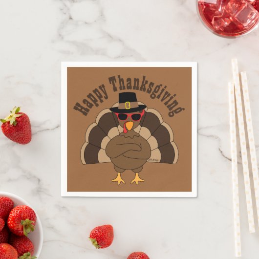 Cool Turkey Happy Thanksgiving Custom tekstpapier Servet (Insitu)