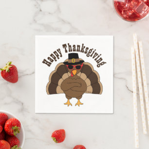 Cool Turkey Happy Thanksgiving Custom tekstpapier Servet