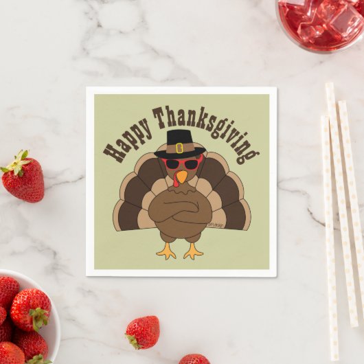 Cool Turkey Happy Thanksgiving Custom tekstpapier Servet (Insitu)