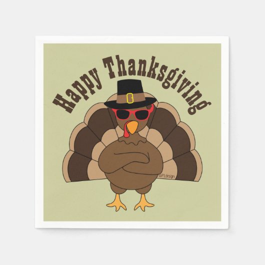 Cool Turkey Happy Thanksgiving Custom tekstpapier Servet (Voorkant)