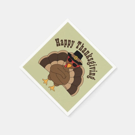 Cool Turkey Happy Thanksgiving Custom tekstpapier Servet (Hoek)