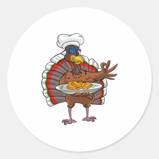 Cool Turkey Serving Chicken Nuggets Funny Th Ronde Sticker (Voorkant)