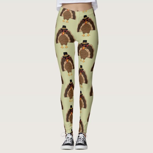 Cool Turkey sunglazen Happy Thanksgiving Leggings (Voorkant)