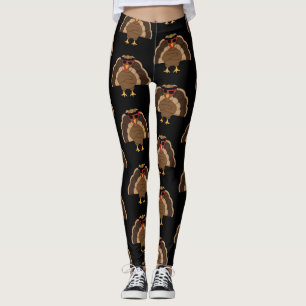 Cool Turkey Thanksgiving patroon op zwart Leggings