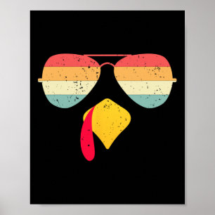 Cool Turkije gezicht met Sungles Funny Thanksgivin Poster